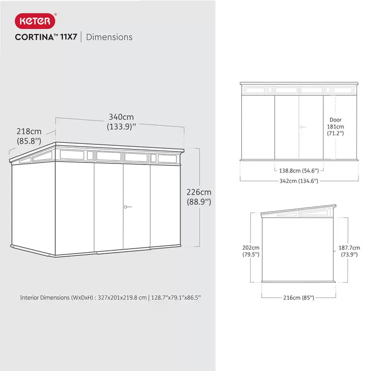 Keter Cortina 11ft 2" x 7ft 2" (3.4 x 2.2m) Storage Shed